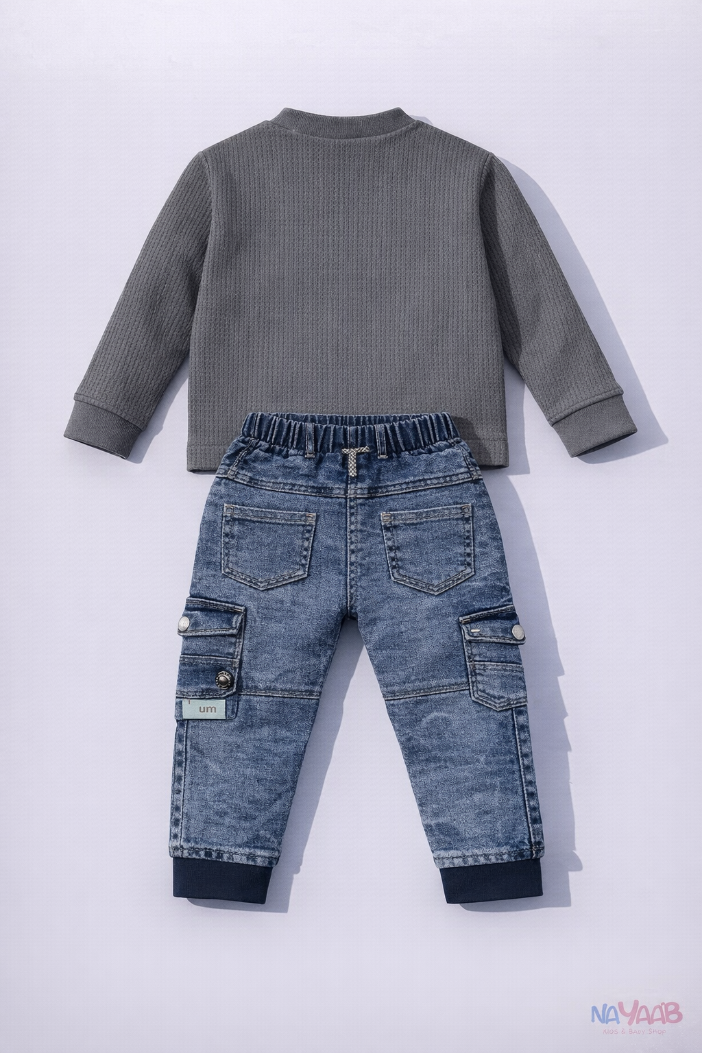 Premium Waffle Knit & Denim Style Kids Set A-2