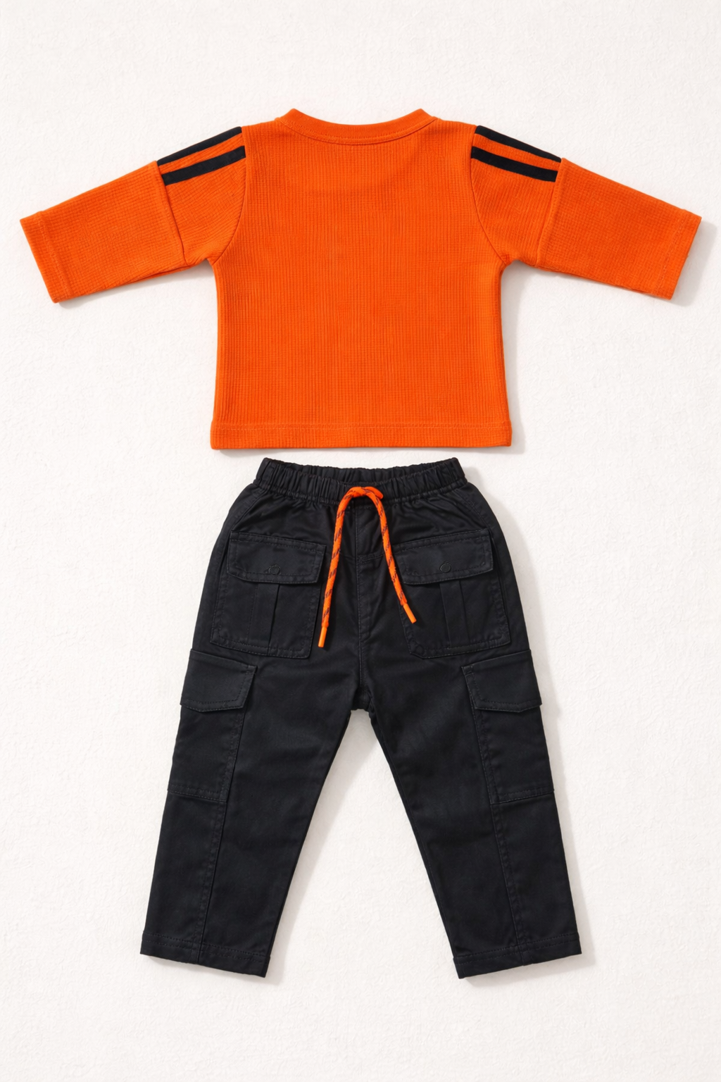 Orange Street Style Waffle Cargo Suit A-1