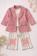 Pink Elegant Blazer Style Girls Suit C-1