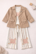 Beige Elegant Blazer Style Girls Suit C-1