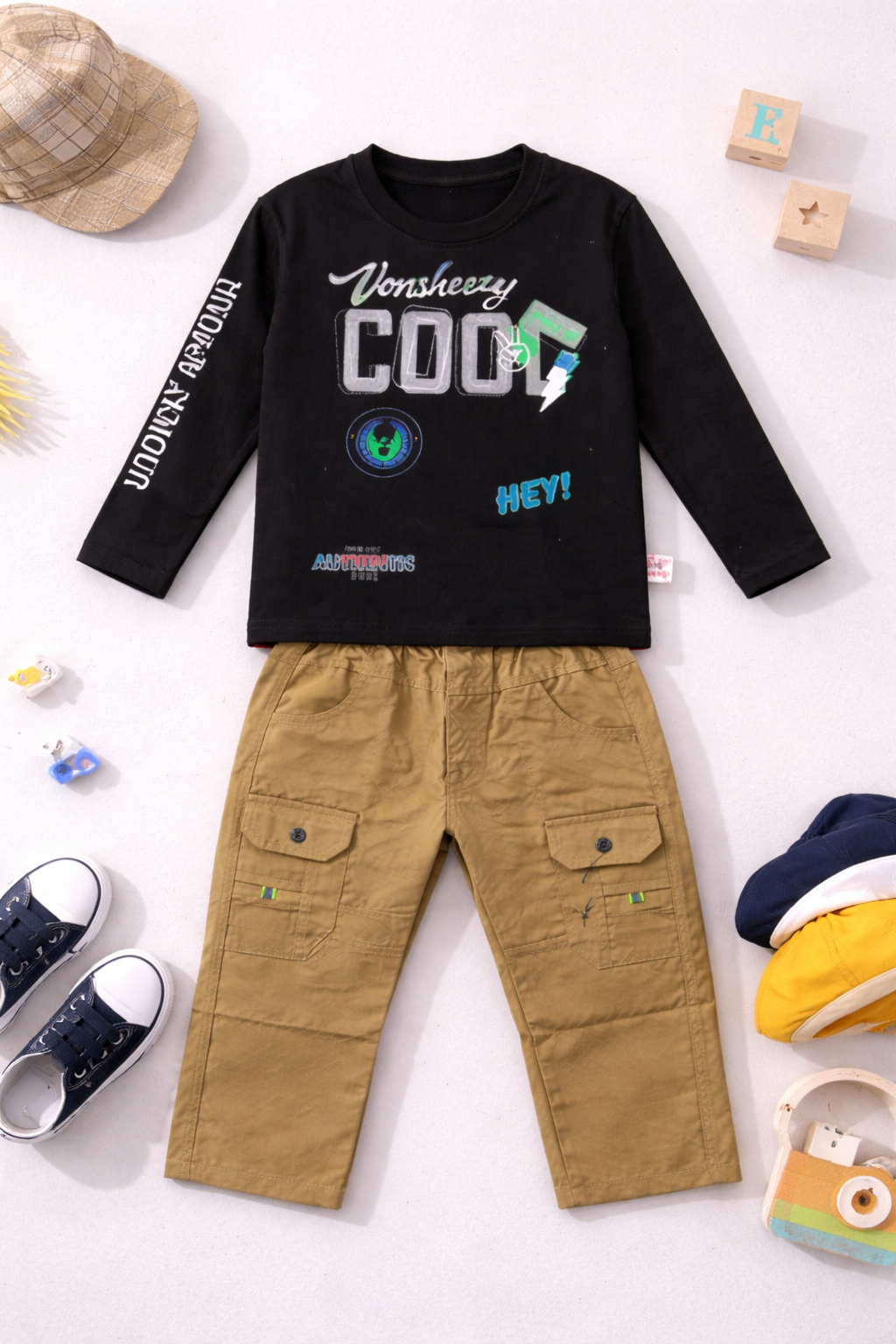 Black COOL Graphic Cargo Suit B-2