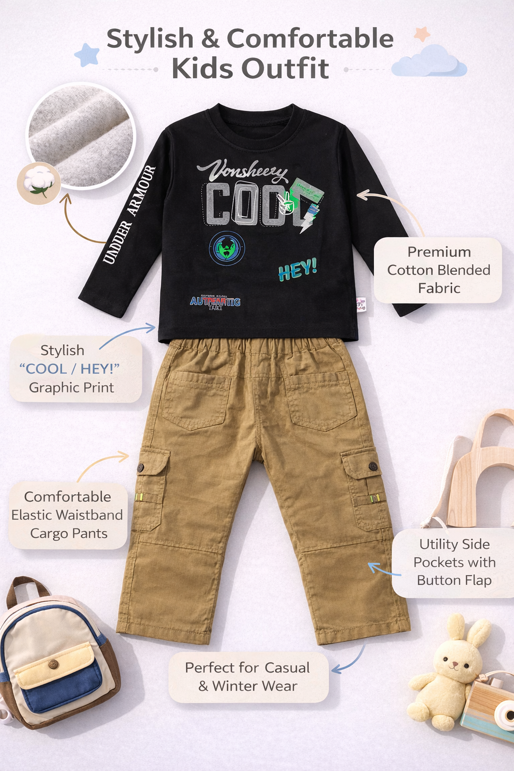 Black COOL Graphic Cargo Suit B-2