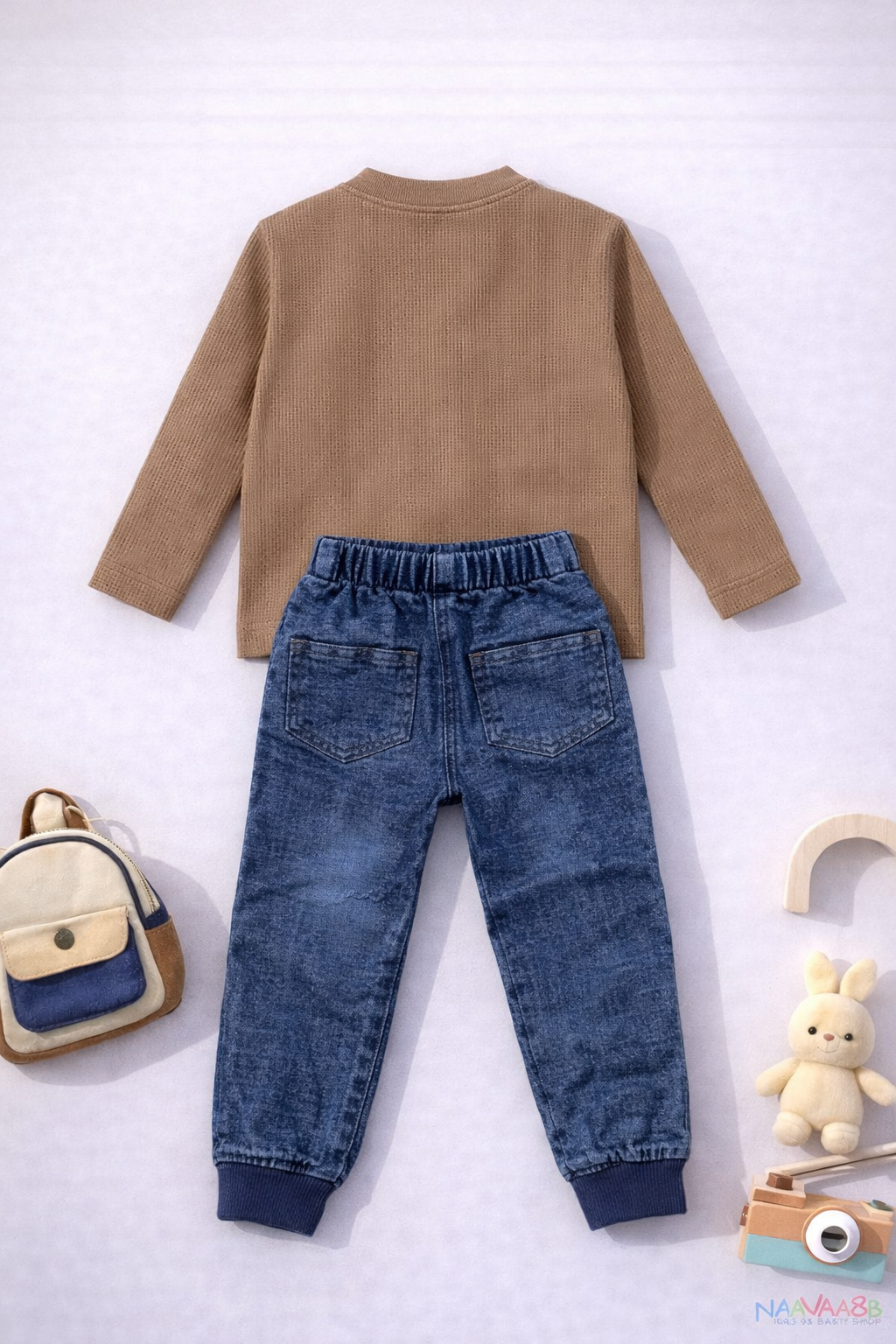 Premium Waffle Knit & Denim Style Kids Set A-2