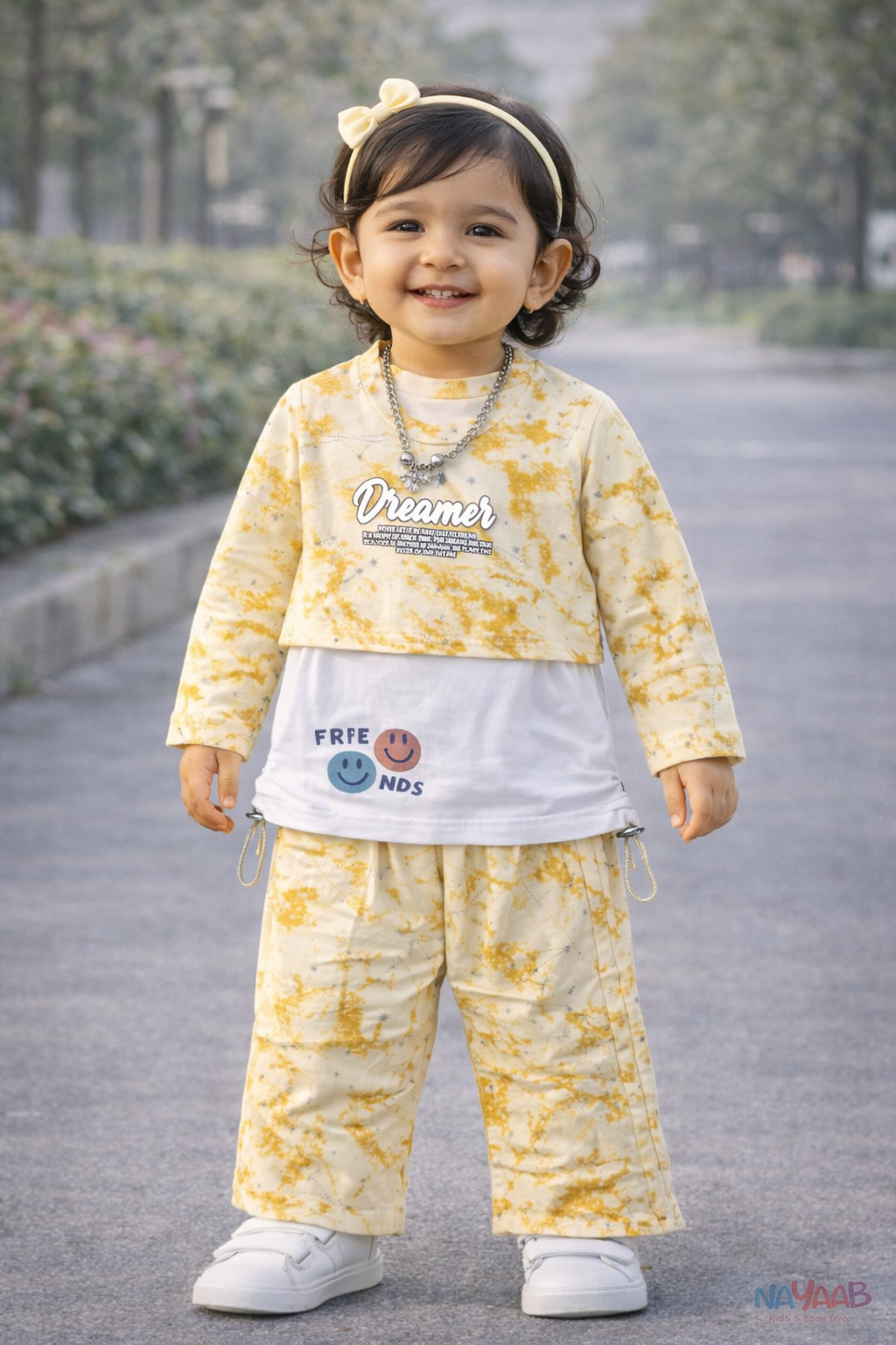 Yellow Dreamer Tie-Dye 3-Piece Outfit Set - D-3