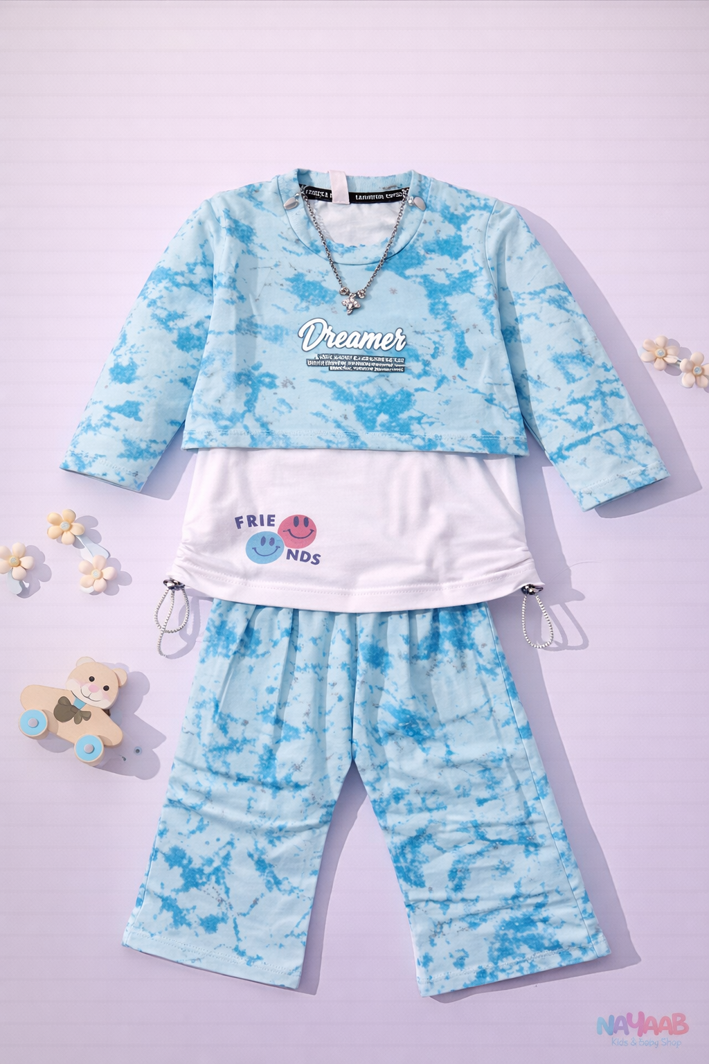Blue Dreamer Tie-Dye 3-Piece Outfit Set - D-3