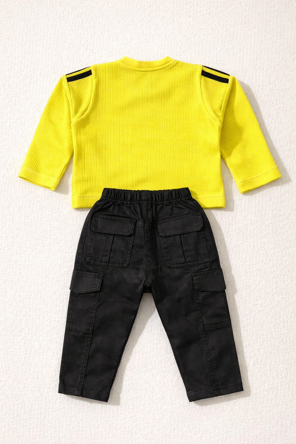 Yellow Street Style Waffle Cargo Suit A-1